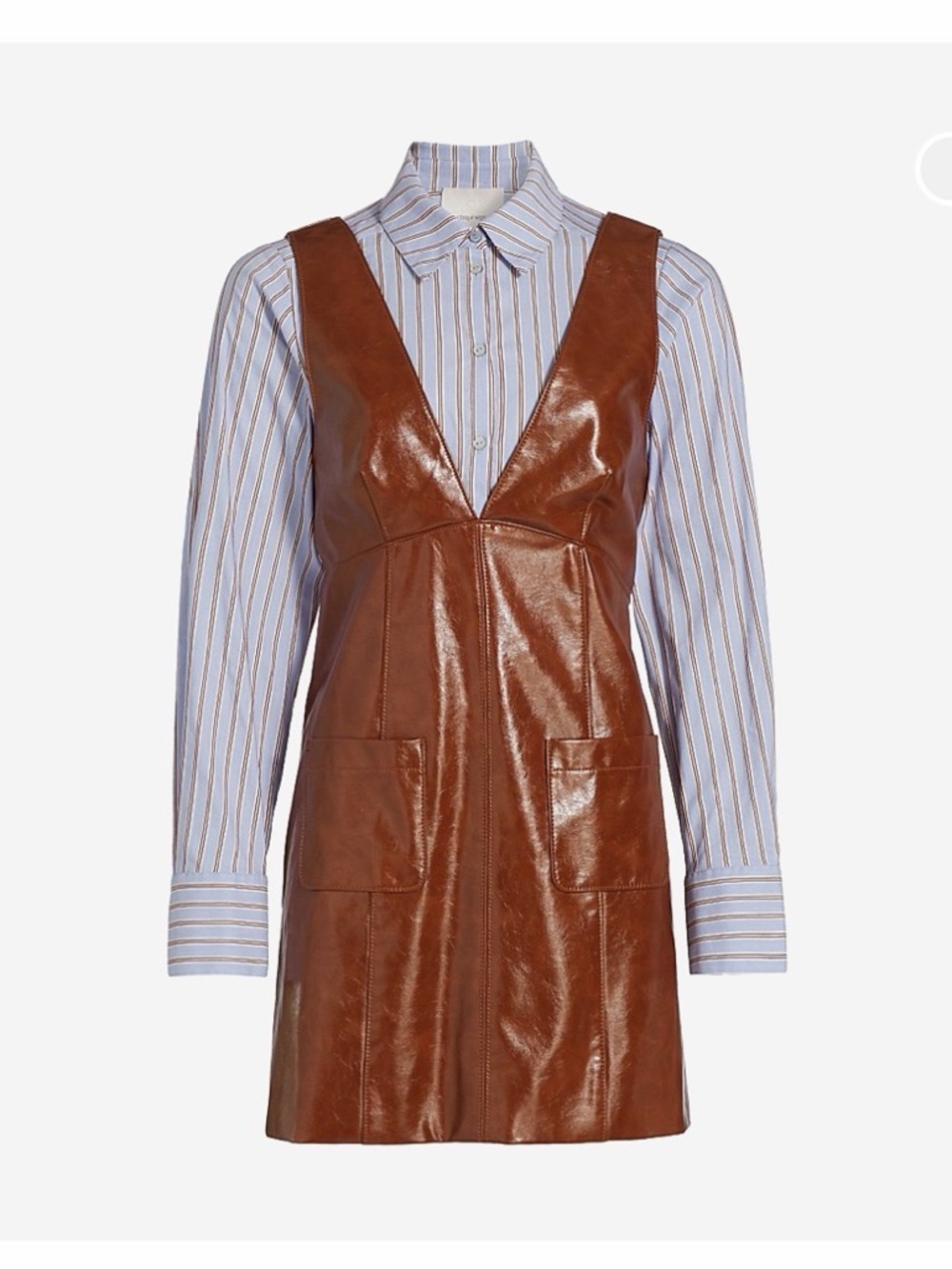 cinq a sept Rust Brown Leather Mini Dress